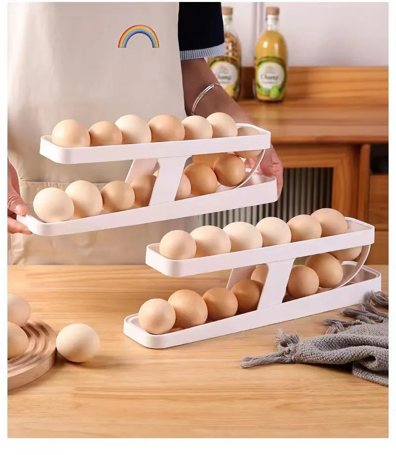 Automatic Rolling Egg Holder for Refrigerator Storage