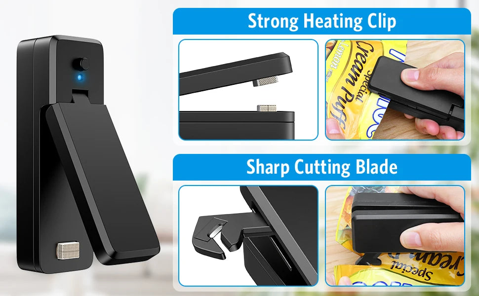 2-in-1 Mini Bag Sealer & Cutter (Rechargeable Portable)
