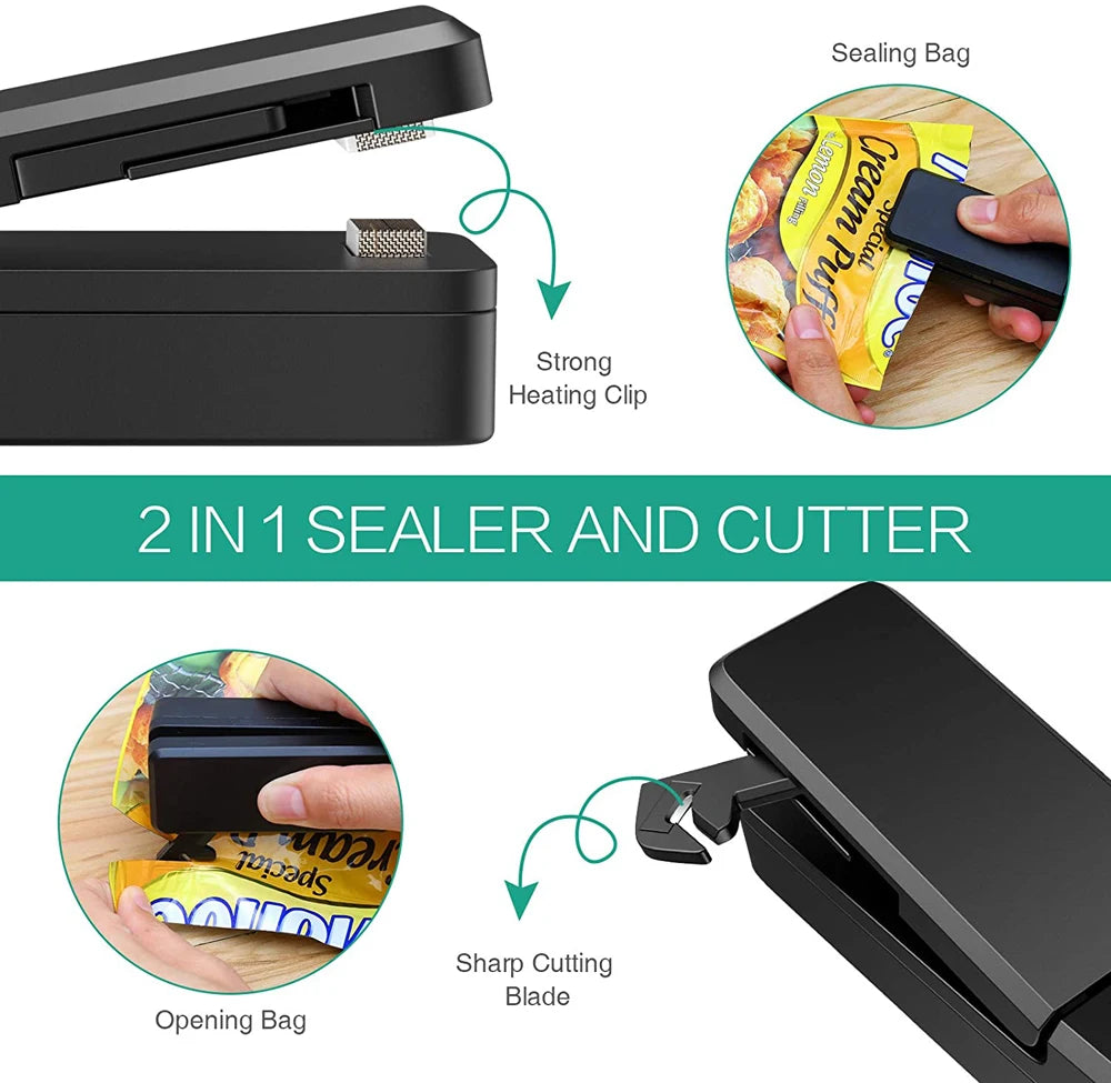 2-in-1 Mini Bag Sealer & Cutter (Rechargeable Portable)