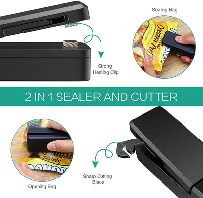 2-in-1 Mini Bag Sealer & Cutter (Rechargeable Portable)