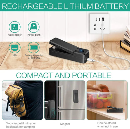 2-in-1 Mini Bag Sealer & Cutter (Rechargeable Portable)
