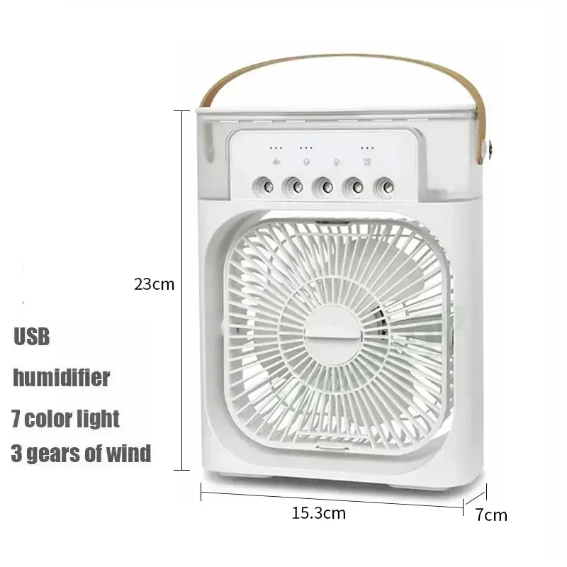 3-in-1 Portable Mini Air Cooler Fan with LED Light & Humidifier