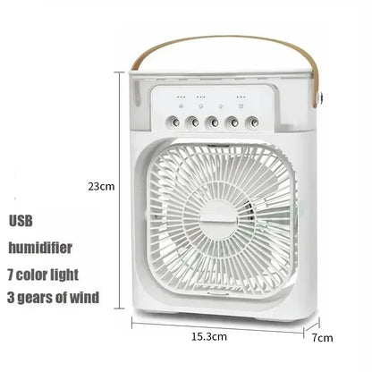 3-in-1 Portable Mini Air Cooler Fan with LED Light & Humidifier
