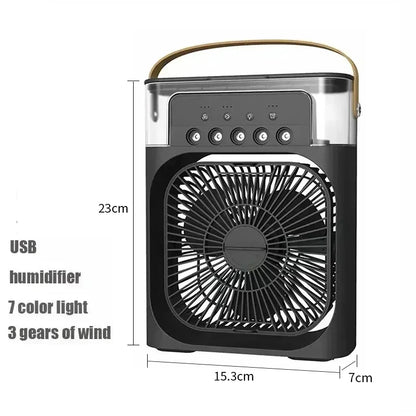 3-in-1 Portable Mini Air Cooler Fan with LED Light & Humidifier