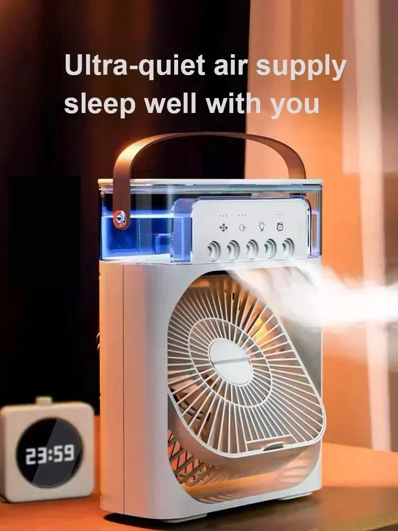3-in-1 Portable Mini Air Cooler Fan with LED Light & Humidifier