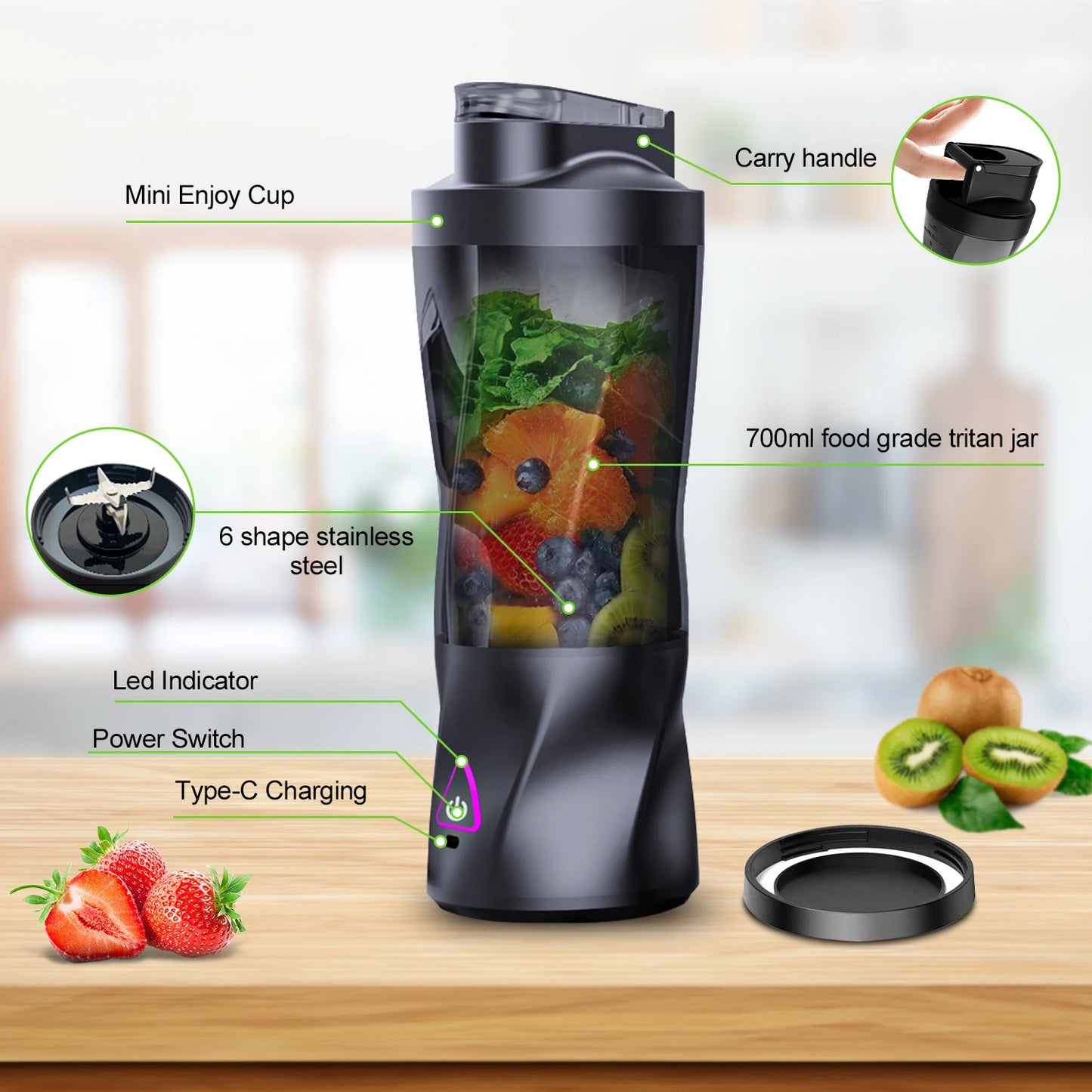 Portable Electric Juicer & Blender Cup (USB Rechargeable)