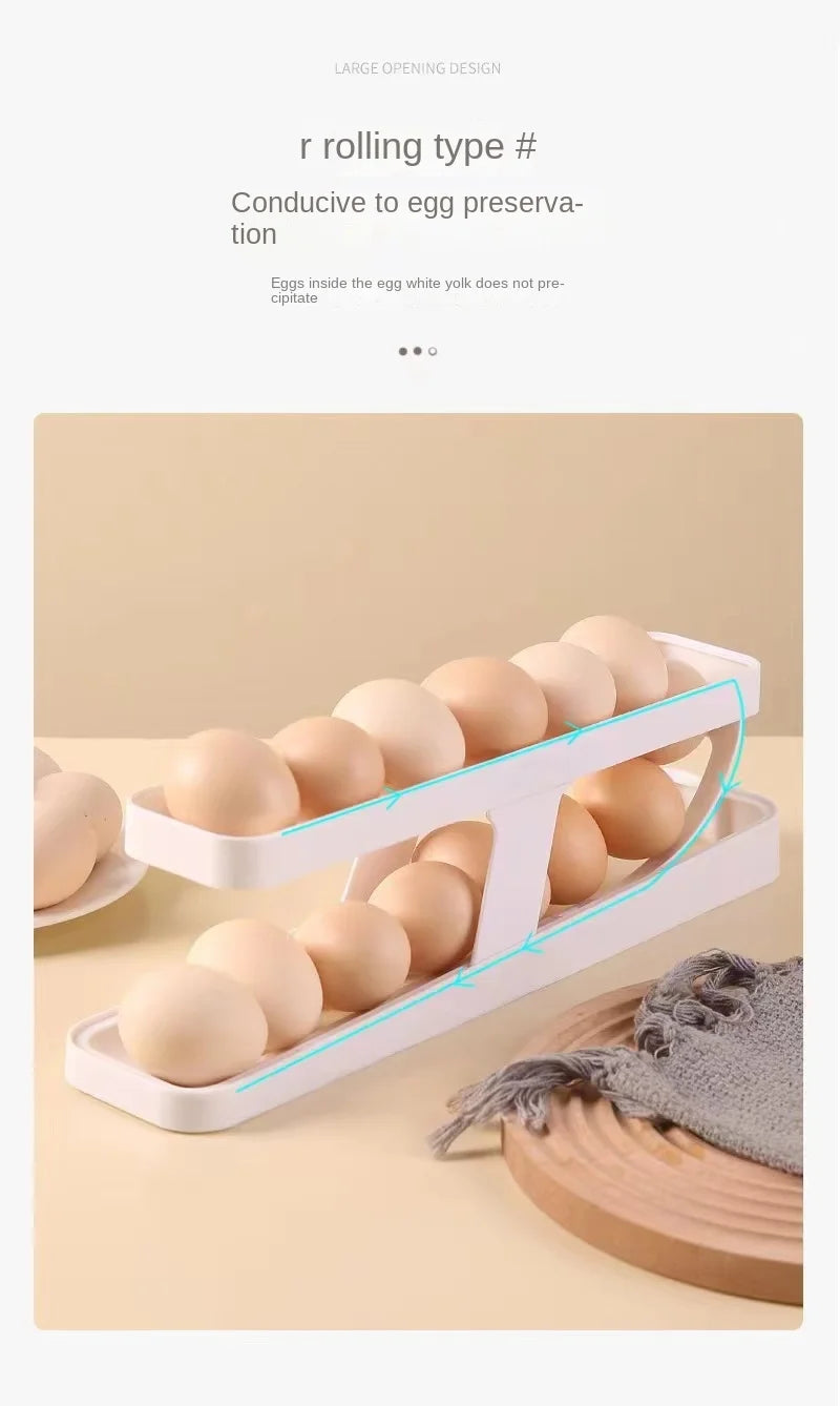 Automatic Rolling Egg Holder for Refrigerator Storage