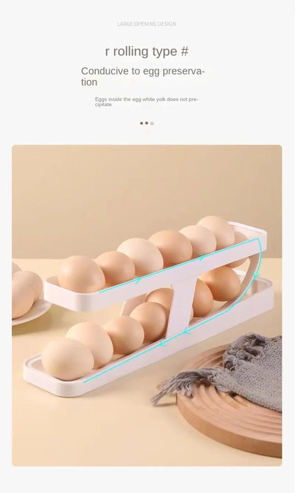 Automatic Rolling Egg Holder for Refrigerator Storage