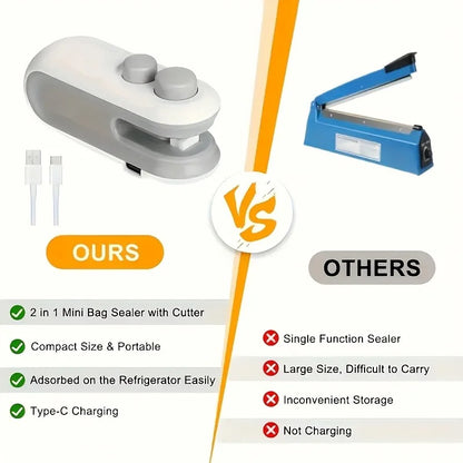 Mini Rechargeable Heat Bag Sealer (2-in-1 Clip & Cutter)