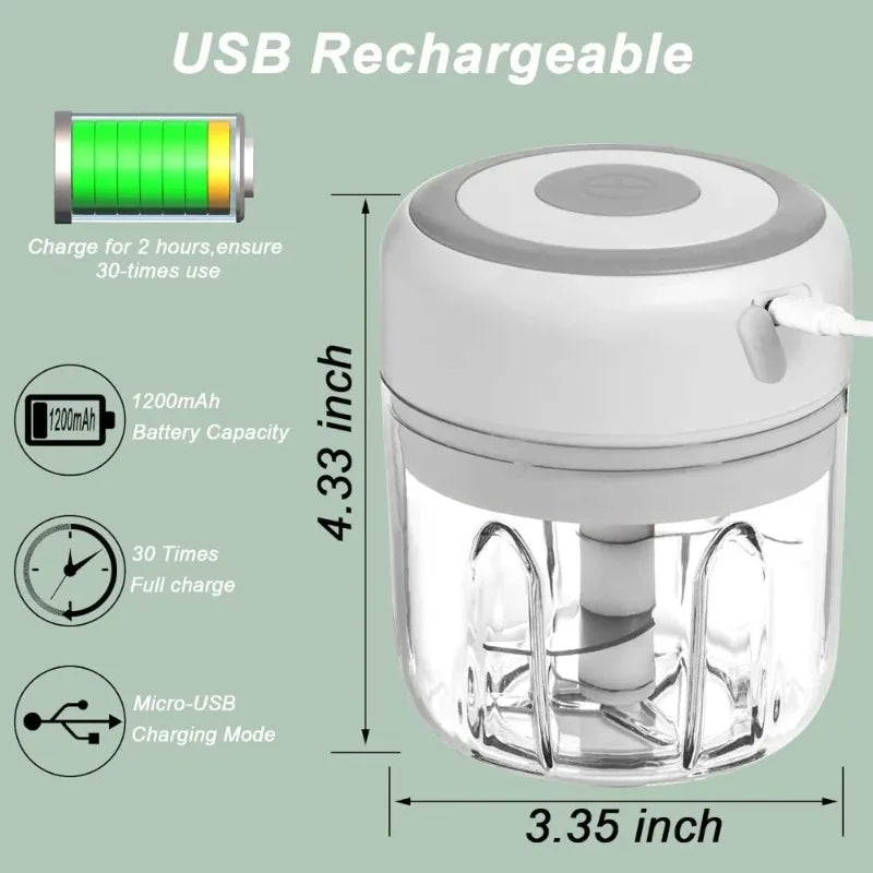 Mini Electric Garlic Chopper (250ml USB Rechargeable)