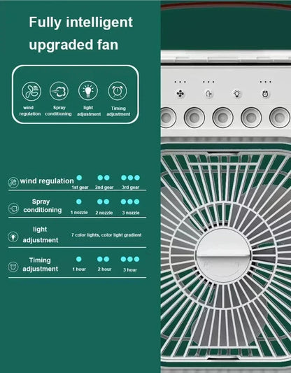 3-in-1 Portable Mini Air Cooler Fan with LED Light & Humidifier