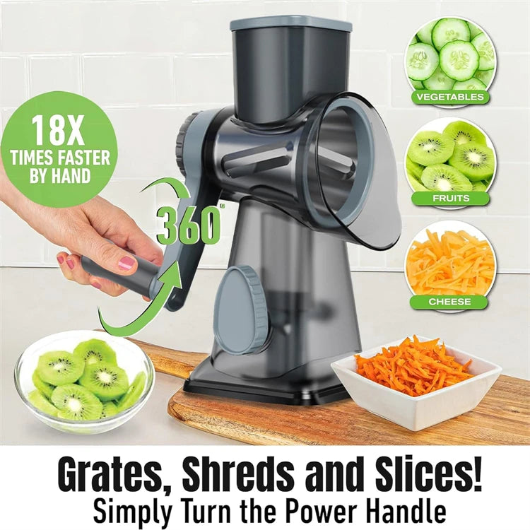 3-in-1 Rotary Cheese Grater & Vegetable Slicer (Manual)