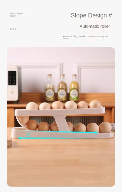 Automatic Rolling Egg Holder for Refrigerator Storage