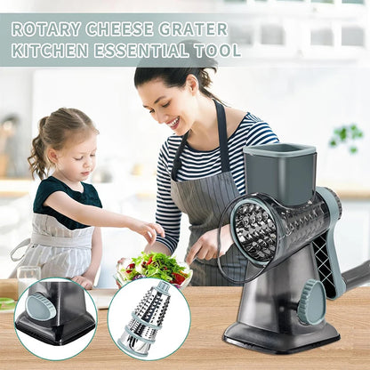 3-in-1 Rotary Cheese Grater & Vegetable Slicer (Manual)