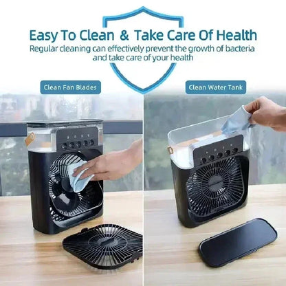 3-in-1 Portable Mini Air Cooler Fan with LED Light & Humidifier