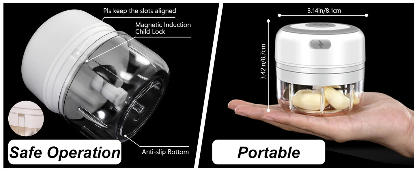Mini Electric Garlic Chopper (250ml USB Rechargeable)