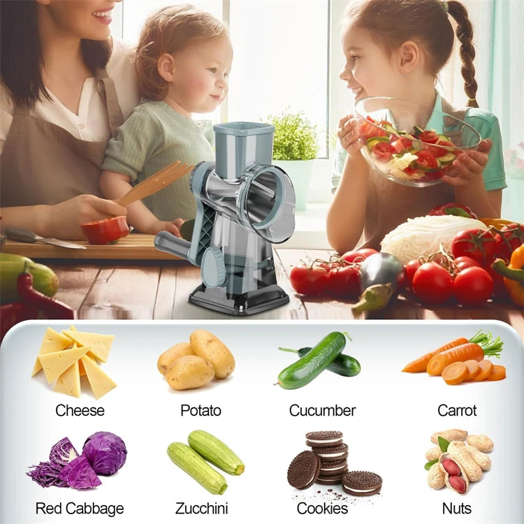 3-in-1 Rotary Cheese Grater & Vegetable Slicer (Manual)