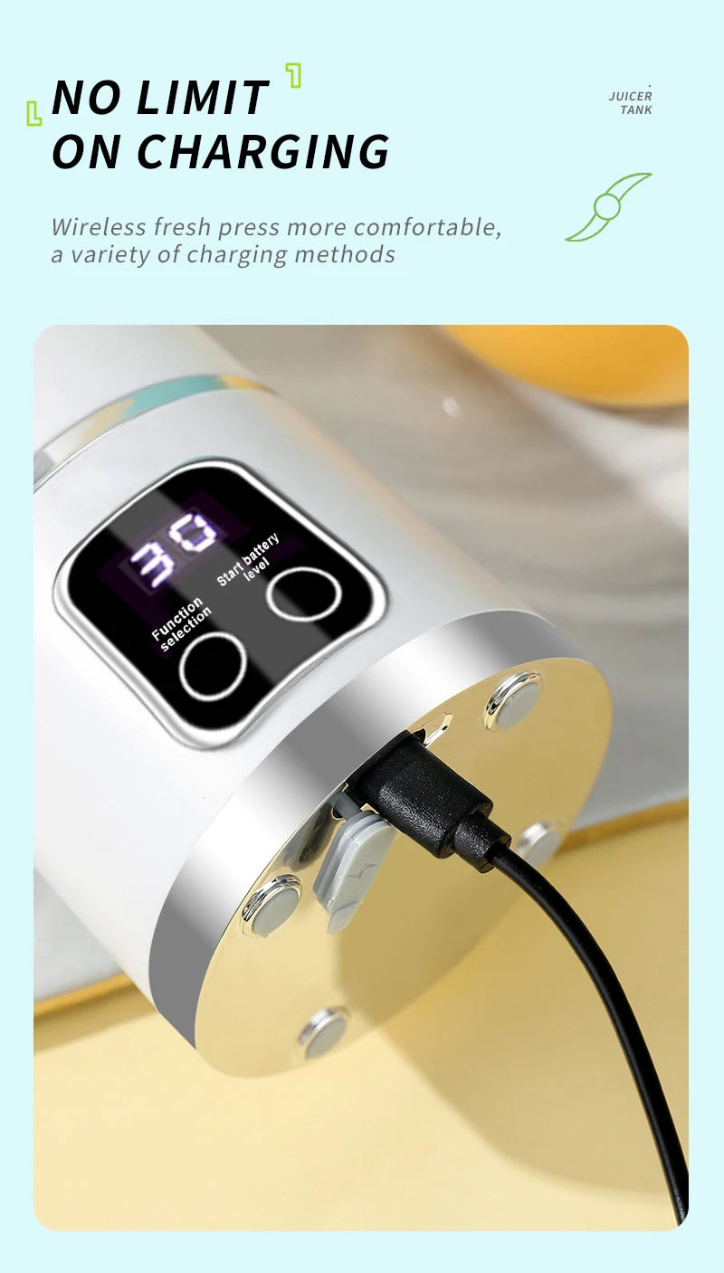 Portable 10-Blade Juicer Blender (450ml, USB Rechargeable)