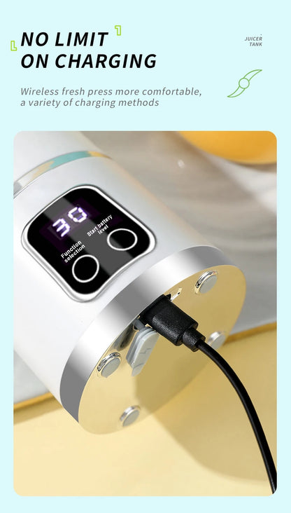 Portable 10-Blade Juicer Blender (450ml, USB Rechargeable)