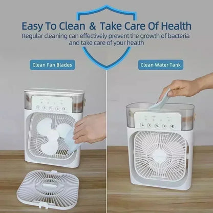 3-in-1 Portable Mini Air Cooler Fan with LED Light & Humidifier