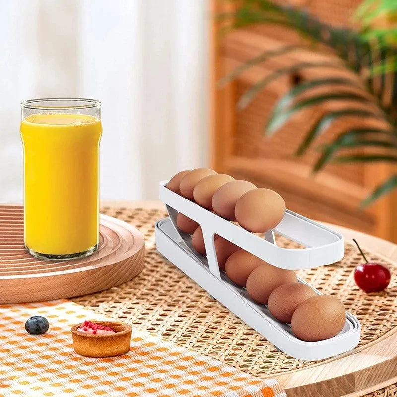 Automatic Rolling Egg Holder for Refrigerator Storage