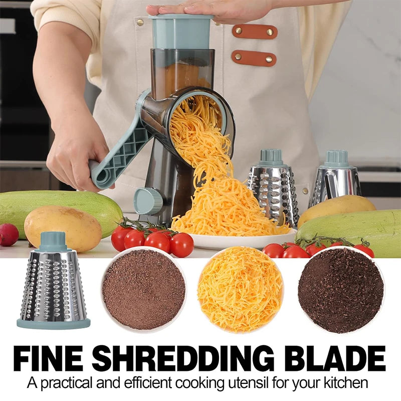 3-in-1 Rotary Cheese Grater & Vegetable Slicer (Manual)