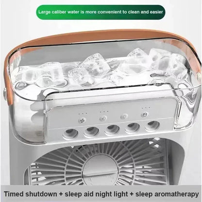 3-in-1 Portable Mini Air Cooler Fan with LED Light & Humidifier